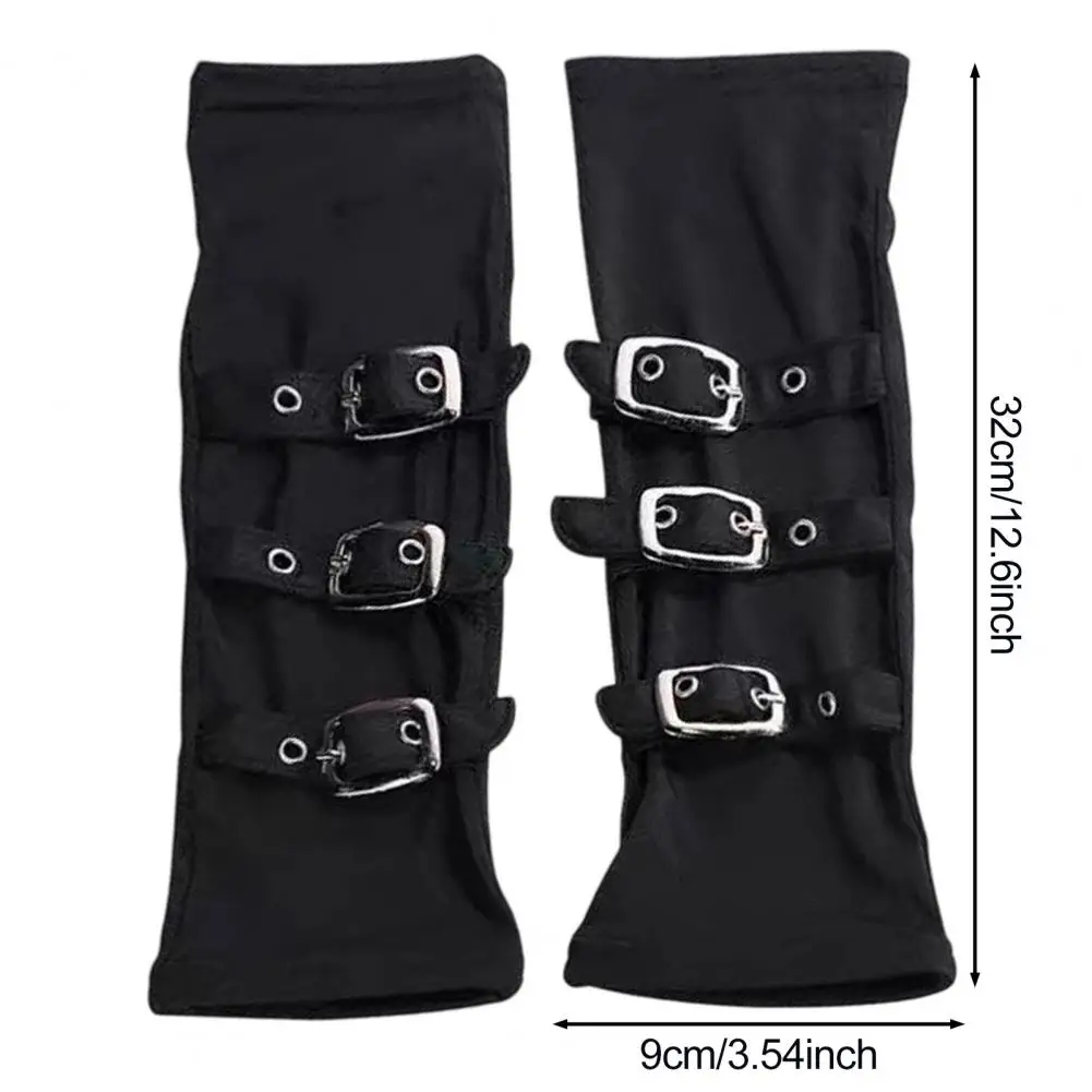 Goth Arm Warmers Fingerless Gloves Women Punk Metal Buckle Arm Warmers Gothic Steampunk Arm Sleeves Cosplay Party Accessories - view 6