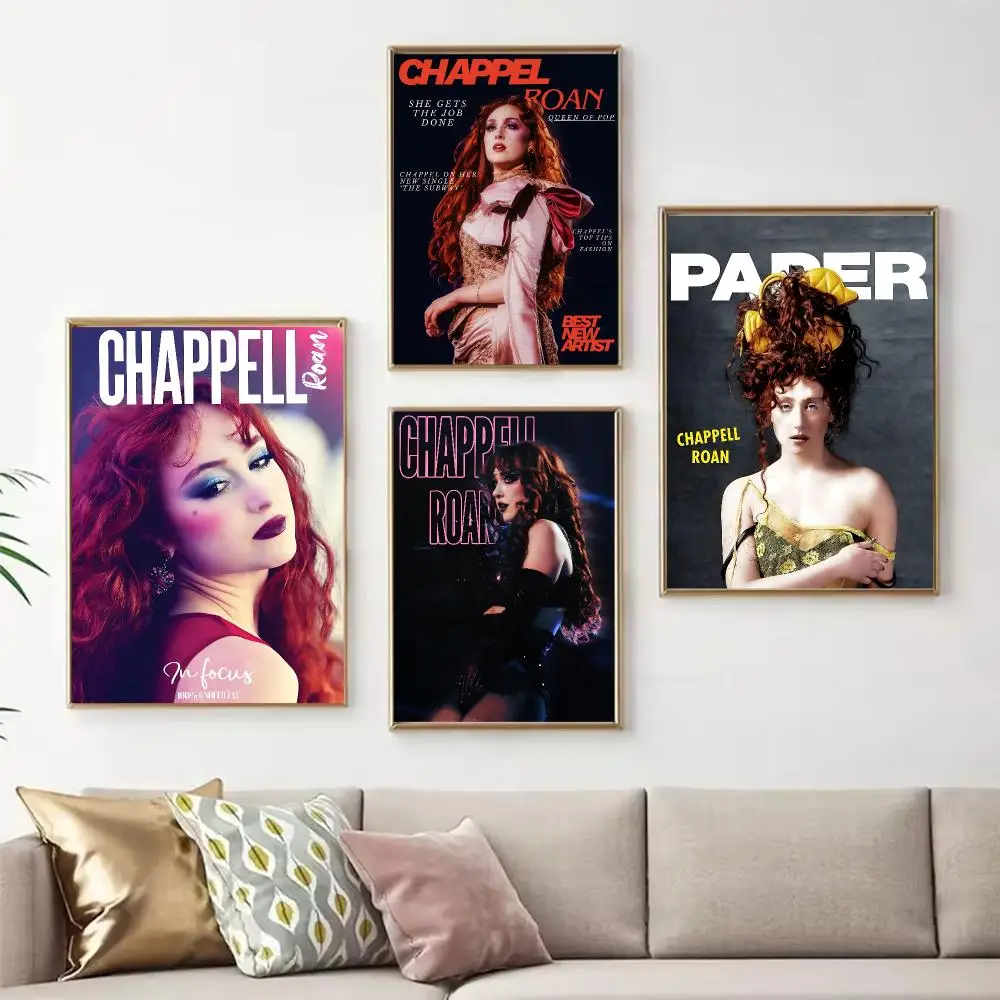 Trending Singer Chappell Roan Poster Chic Art Poster Self-Adhesive No Glue Residue for Bedroom Hallway