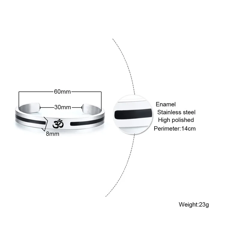 Vnox AUM OM Bangle Bracelet Men Women Stainless Steel Yoga Meditation Jewelry