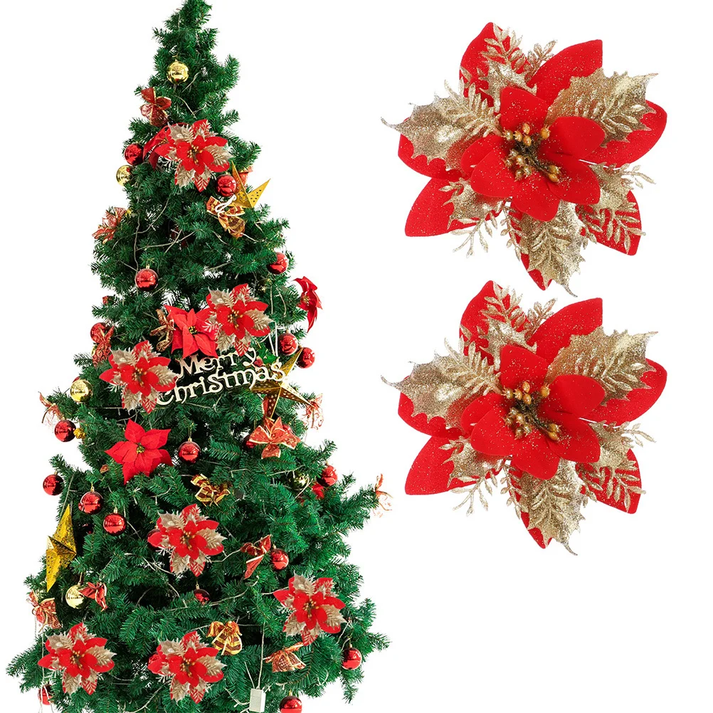 

Decor Christmas Flower Decoration Outdoor Glitter Tree Decorations Wreath Red Topper