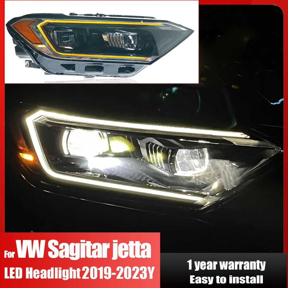 

Car Styling for VW Jetta Sagitar Headlights 2019-23 Jetta MK7 DRL LED Bi Xenon Bulb Assembly upgrade Dynamic Signal Accessories