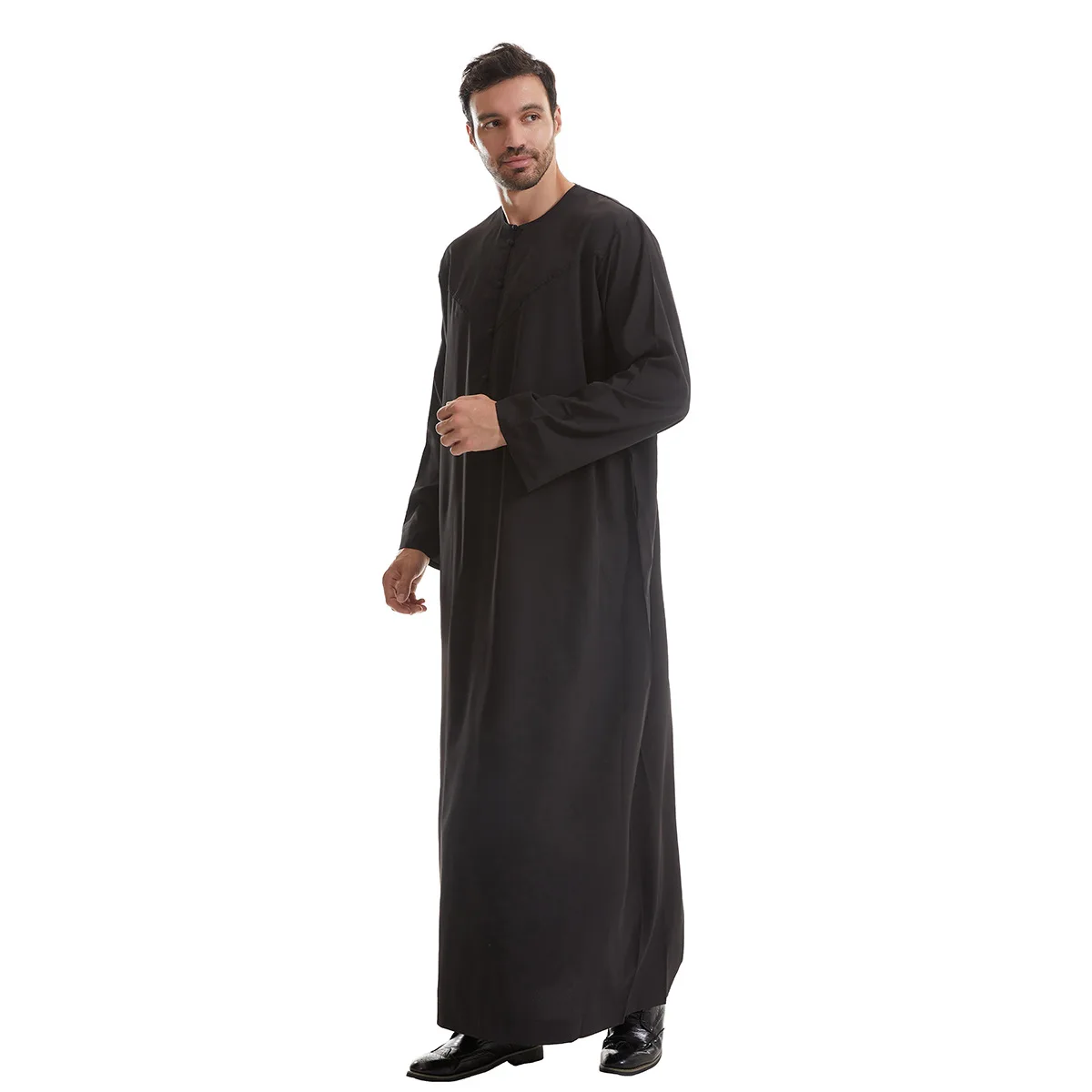 Jubba Thobe Uomo Moda Musulmana Abito Lungo Abaya Ramadan Marocco Arabo Dubai Abaya Abito Modesto Tasche Impiombato Solido Allentato
