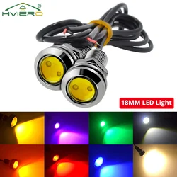 2Pcs DRL Led Hawkeye Silver Housing Daytime White Running 18MM Reversing Stop Signal Turn Trunk Lighting Lamp Day Light Drl Fog
