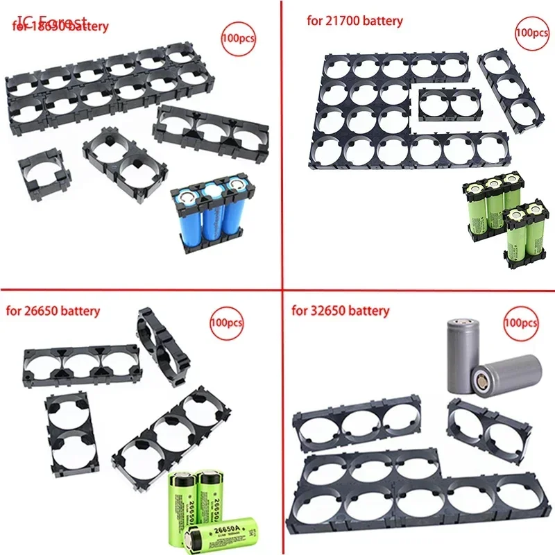 Wholesale 100 Pcs 18650/21700/26650/32650 Lithium Battery Holder 12V/24V/36V48V/60V72V e-bike Battery Combination Fixed Bracket