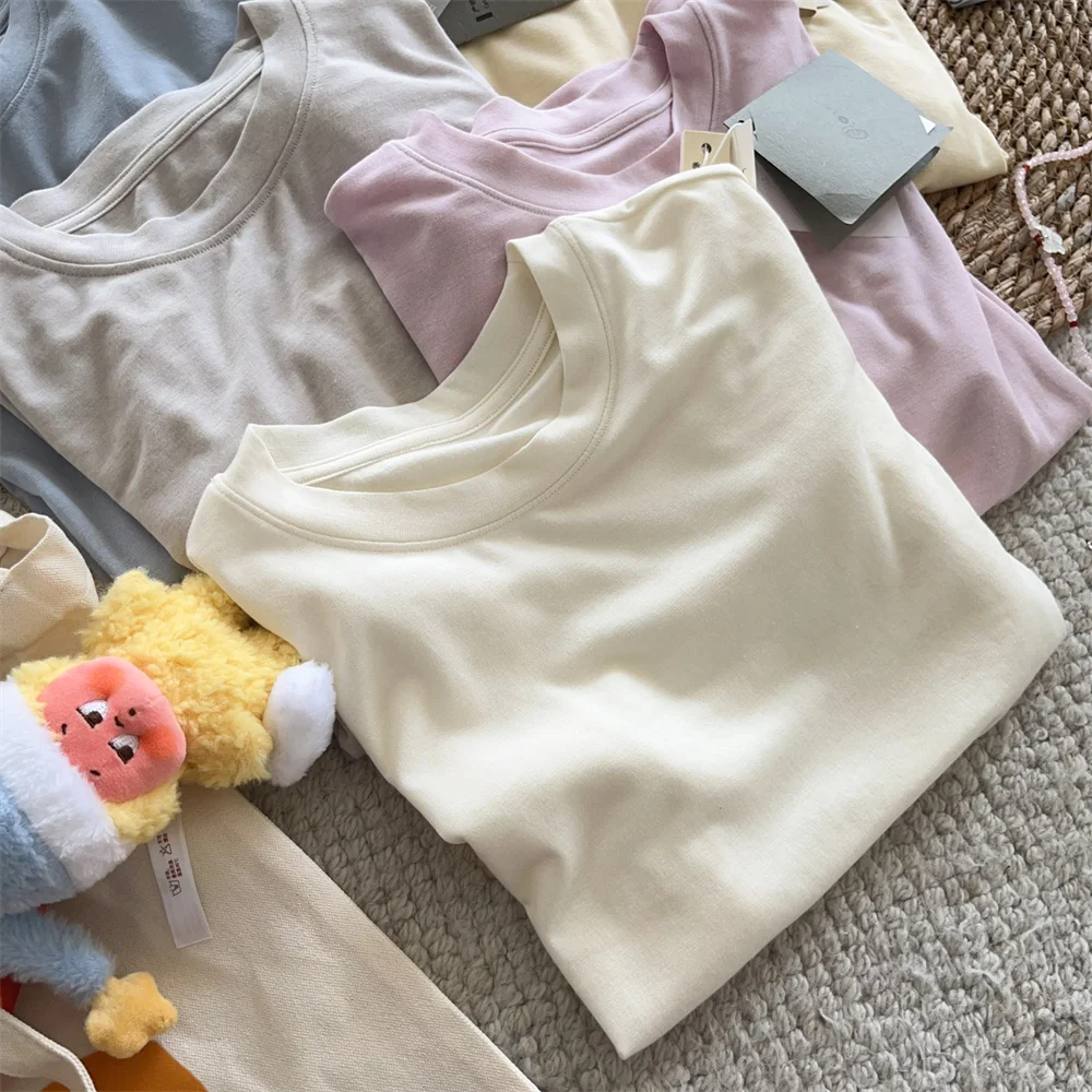 Silk Short Sleeve Women's Summer Round Neck Wool Outerwear T-shirt Slim Fit Base Shirt
