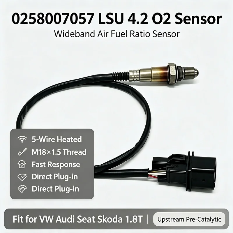 0258007057 5-Wire Wideband Lambda Sensor Fit for VW Passat B5 Bora Audi A3 Seat Leon 1.8T
