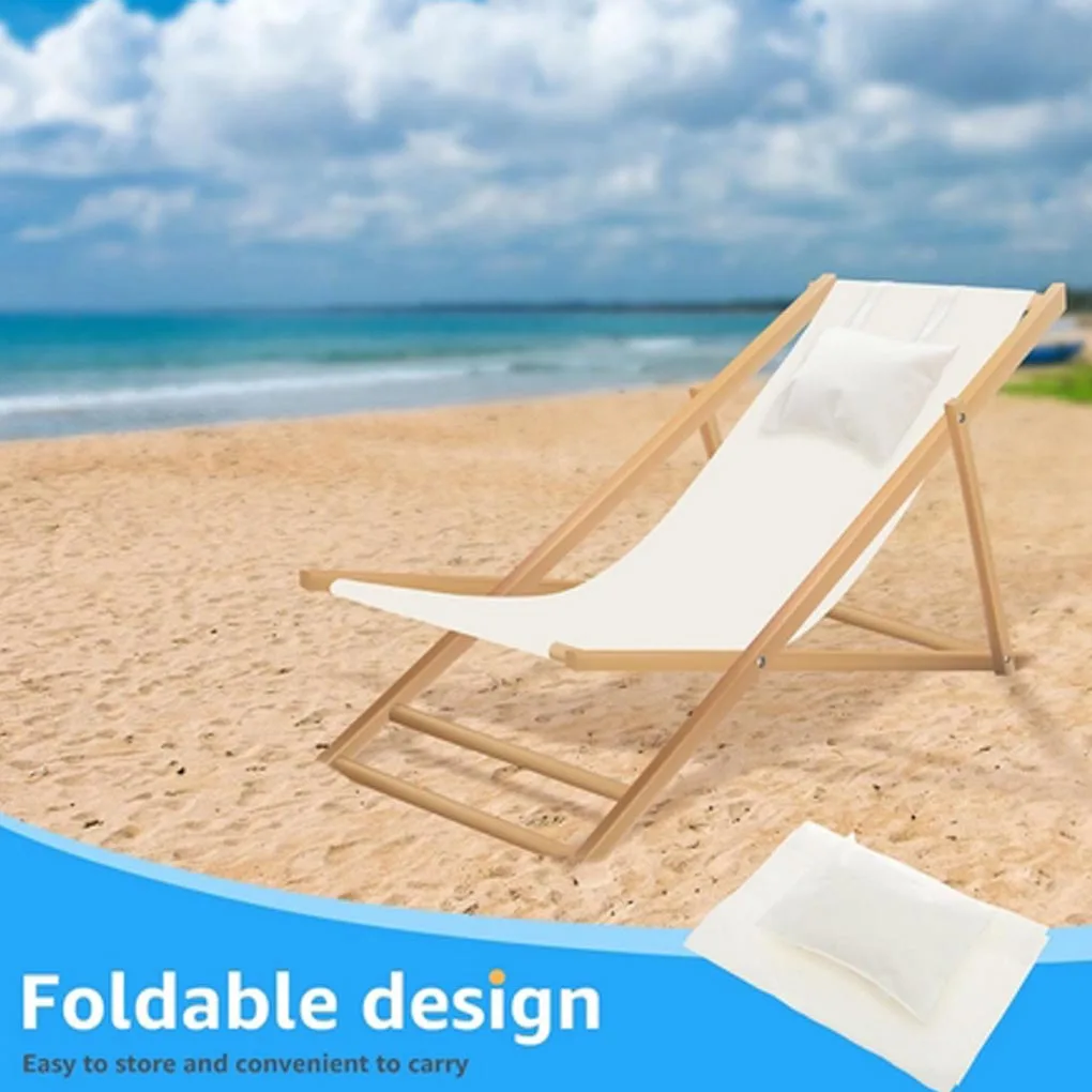 1Pc Beach Chair Cover Beach Lounger Replacement Cloth Polyester Fabric White And Blue Striped Picnic Chairs Cover image 4