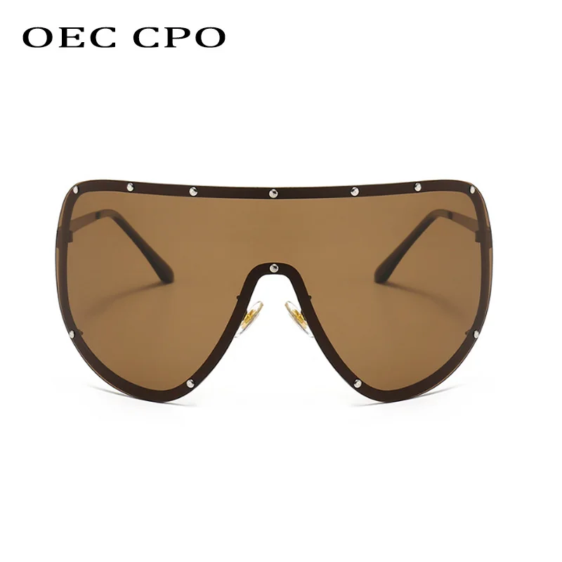 نظارات شمسية كبيرة الحجم قطعة واحدة للنساء نظارات شمسية جديدة بدون إطار للرجال موضة برشام رائج نظارات نسائية ظلال UV400