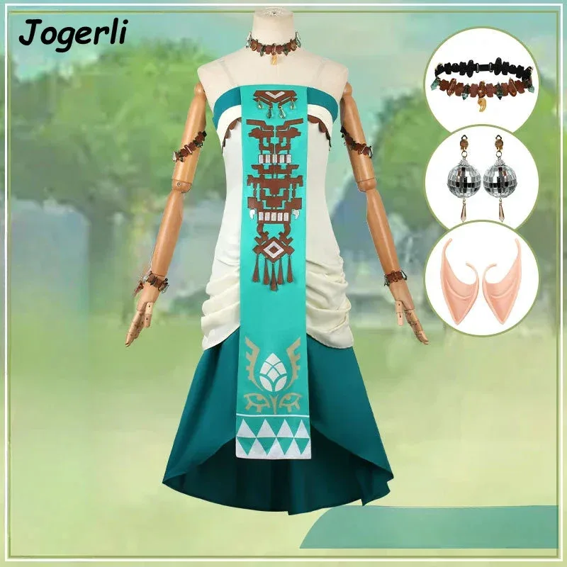 Jogerli Legend Tears of The Kingdom Link Women Lady Game Cosplay Halloween مجموعة كاملة من فستان لعب الأدوار؛ 6,r'8;p'