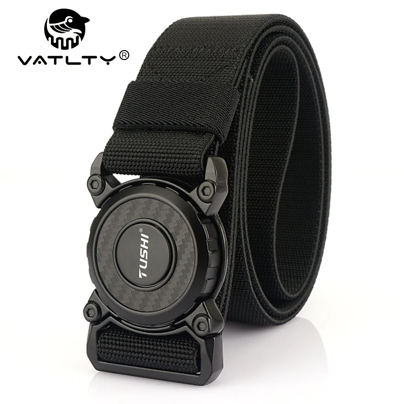 VATLTY New Men's Stretch Belt Zinc Alloy Rotating QR Buckle Military Tactical Belt Elastic Male Girdle Free Army Accessories