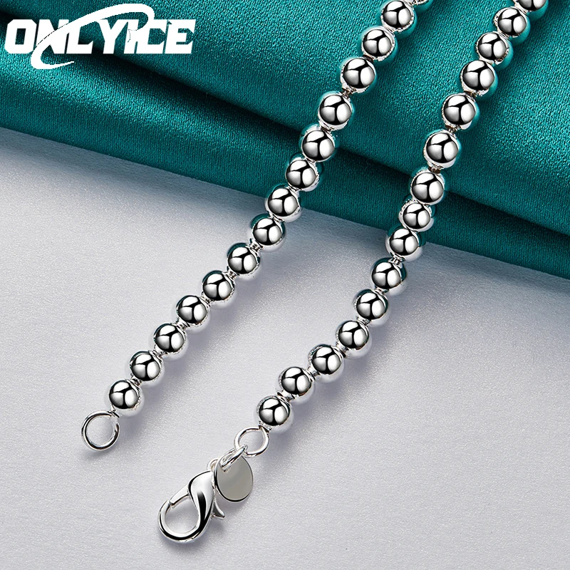 925 Sterling Silver 18 Inch Gradient Size 6/8/10/12mm Beads Chain Necklace for Woman Jewelry Fashion Wedding Party Accessories