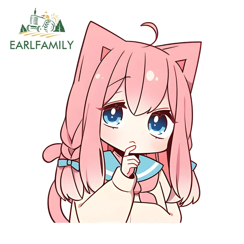 EARLFAMILY Furry Cute Anime Girl Fine Stickers Hot Anime Item Decal Graphics DIY Simple Scratch-Proof PVC Interesting Car Gadget