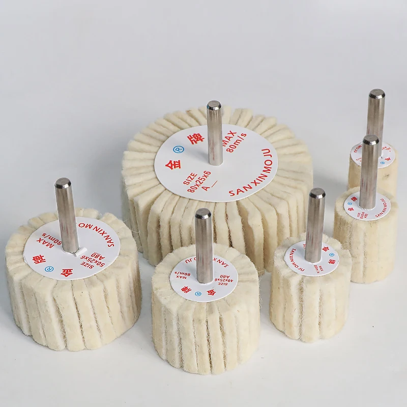 1X 6mm Schaft 20-80mm Pad Wollfilz Polieren Polieren Rad Schleifen Kopf Metalle Dreh Werkzeuge Räder werkzeug Bohrer Elektrische Grinder – Detail 7