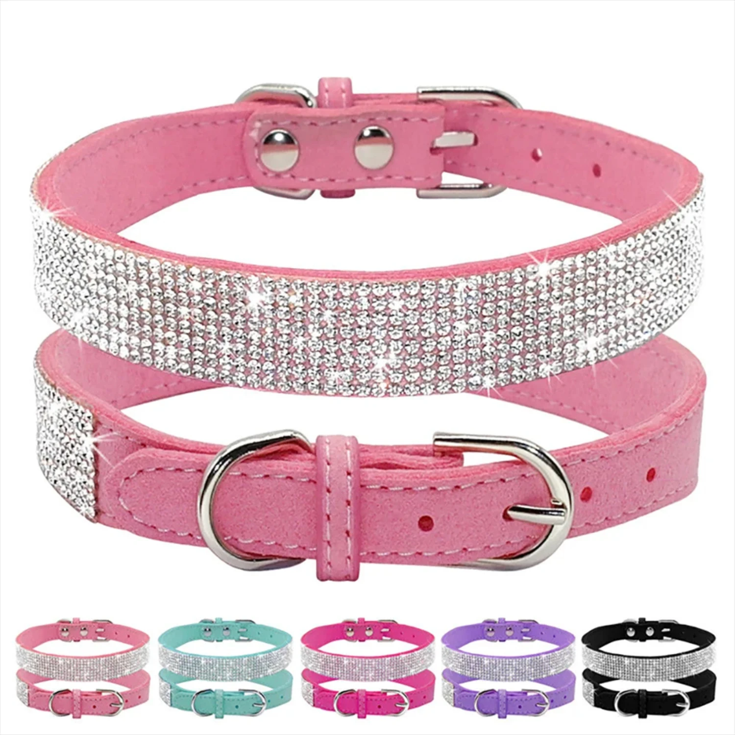 Stunning and stylish crystal rhinestone dog collar with dazzling zinc alloy buckle - perfect bling for Chihuahua and Pug. Gorgeo