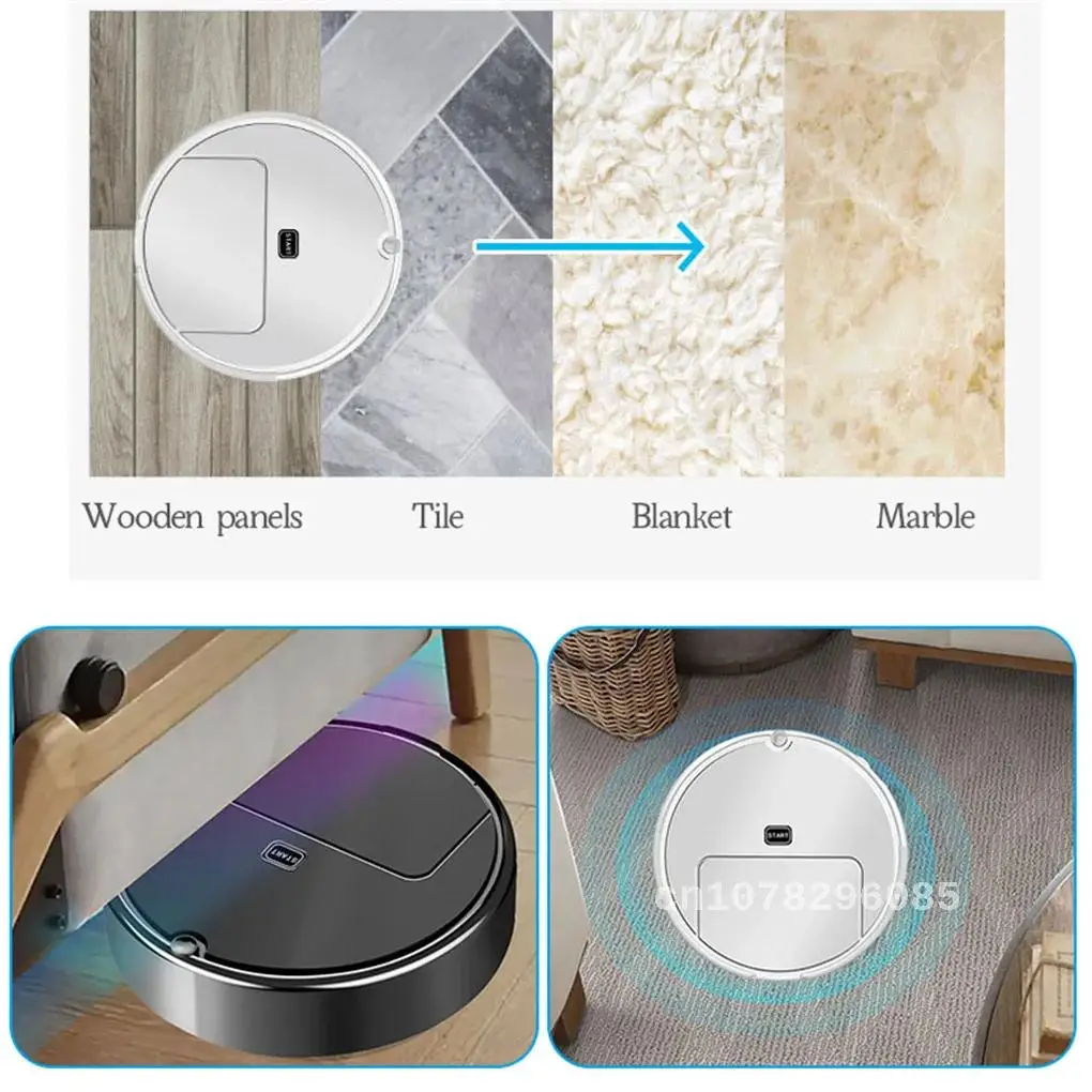 Mini robot balayeur intelligent de ménage, dépoussiéreur automatique de cheveux d'aspirateur, balayeuse de lavage de plancher à la maison