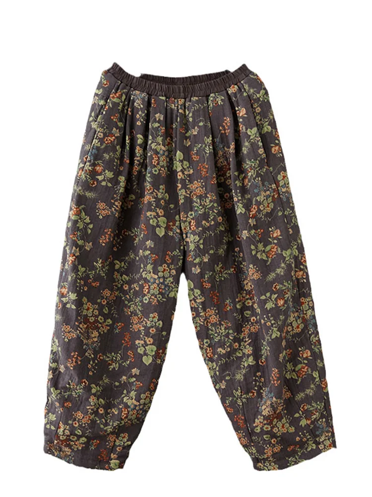 Retro Flutton dames dunne katoenen linnen lantaarnbroek Casual Negen Punten Harlan-broek Hoge taille lange broek