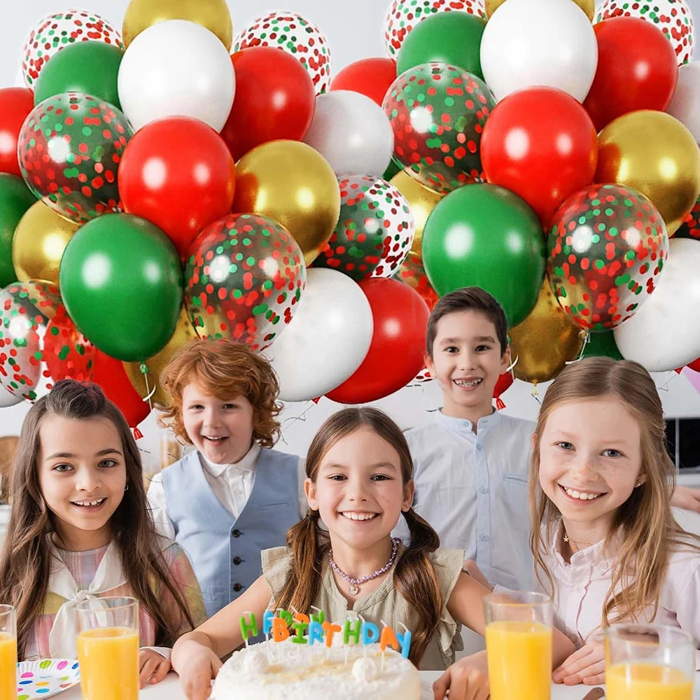 مجموعة بالونات عيد الميلاد الحمراء والخضراء ، ديكور حفلة عيد الميلاد ، البالون التخرج ، استحمام الطفل ، الأحمر والأسود والأرجواني ، 12 بوصة