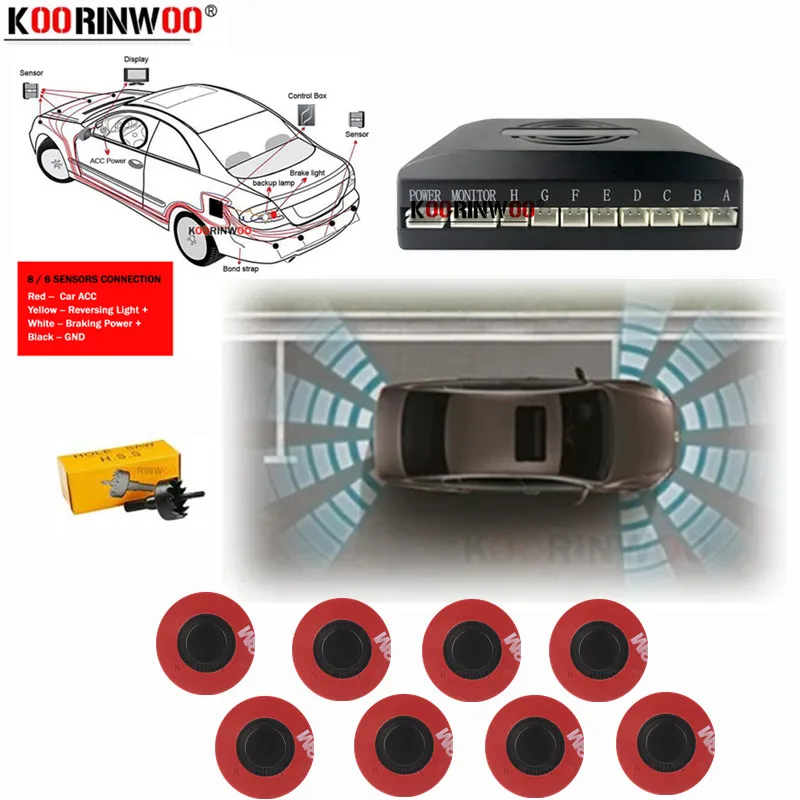 Cars Sensors For Parking 16.5MM Lcd Screen Monitor Human Voice/Bibi/Mute Blind Spot Detetor Radars Alert 12V Vechile Parktronic