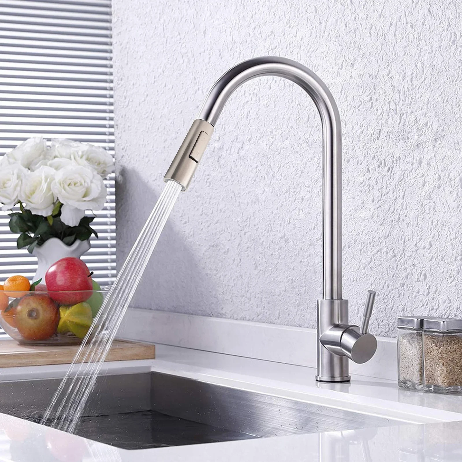 High Quality Sprayer Head 1 Pcs Tarnishing Brushed Nickel Build To Resist Scratches Centralized Type Kitchen Faucets