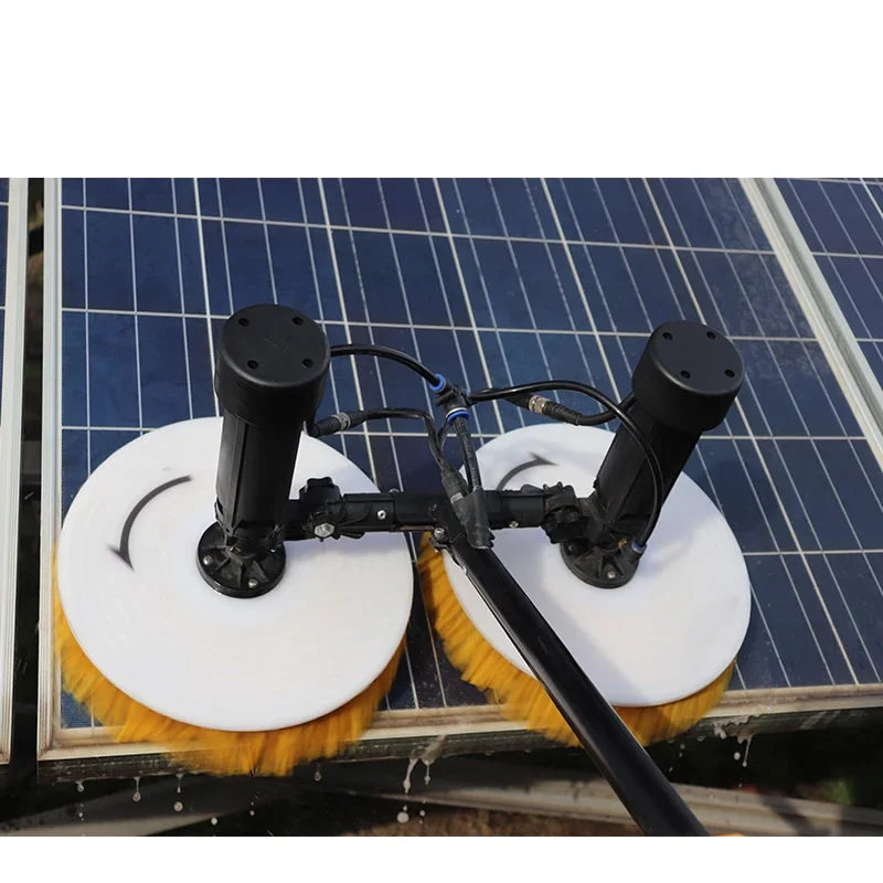 Photovoltaic Solar Panel Double-ended Electric Cleaning Brushes With Aluminum 10m Pole