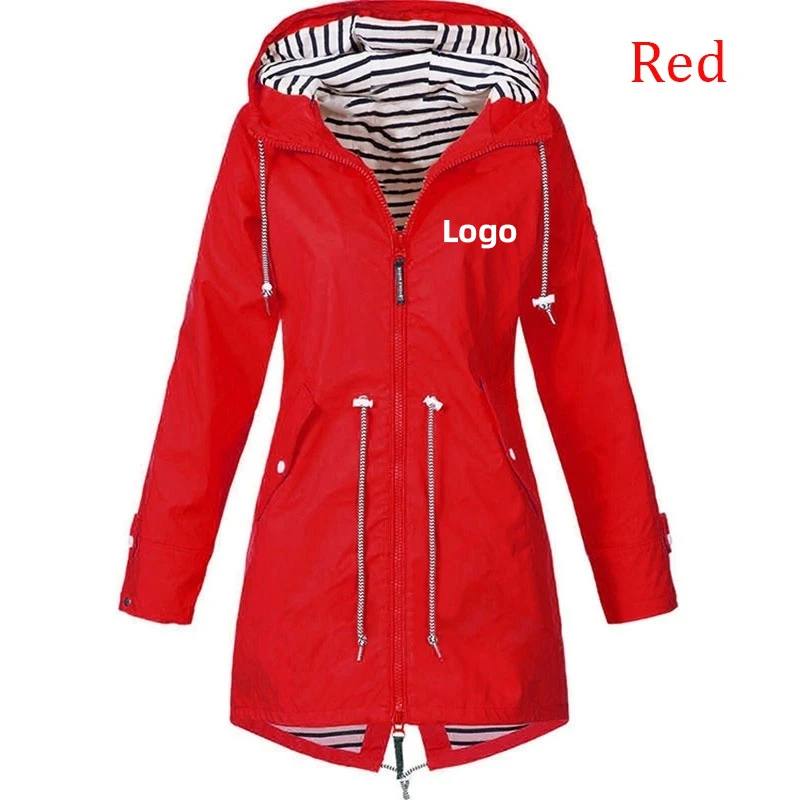 Chaqueta ligera impermeable con capucha para mujer, abrigos con cremallera para exteriores, chaquetas de Montañismo para mujer, personaliza tu logotipo