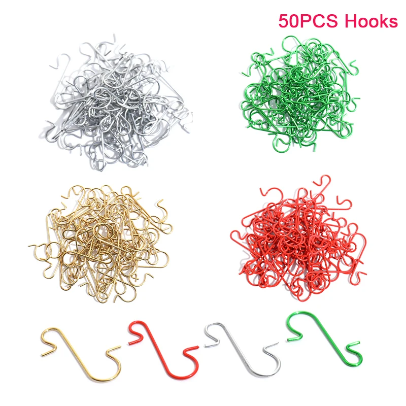 

50pcs Christmas Ornament Metal S-Shaped Hook Holders Christmas Tree Ball Pendant Accessories