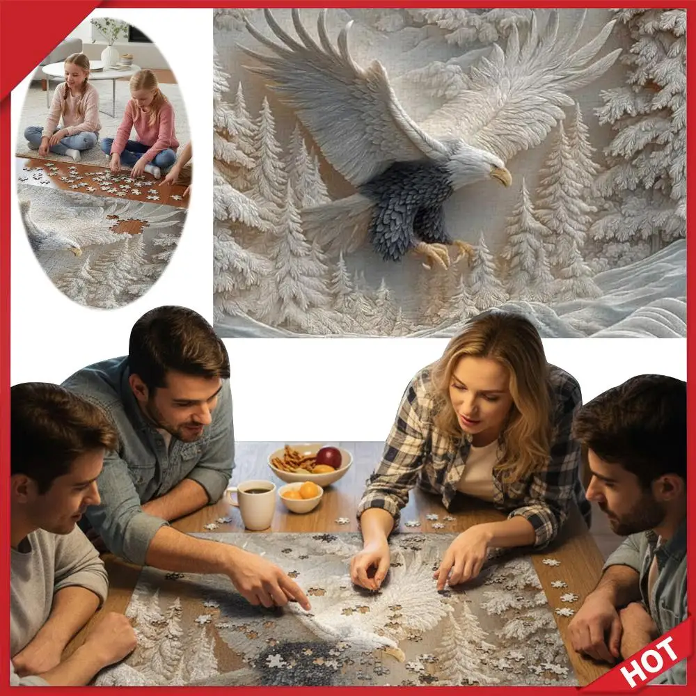 

The Carved Eagle Jigsaw Puzzles 1000 Piece Family Puzzle Bald Eagle in Flight Wildlife Art Puzzle for Countdown Christmas Gifts