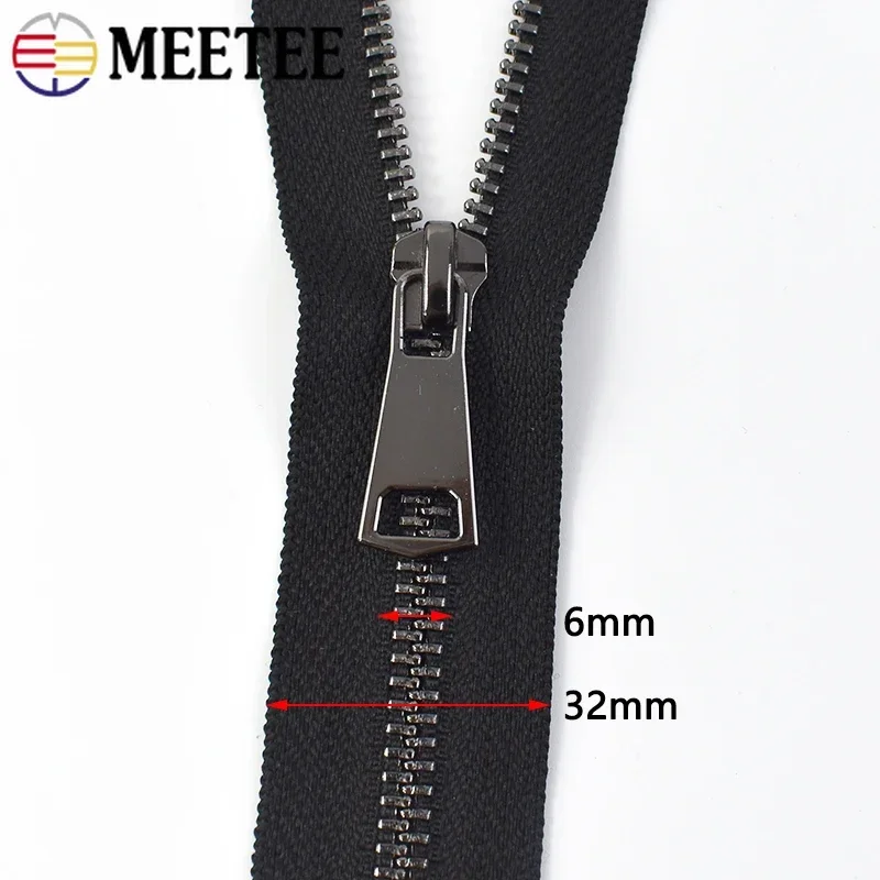 Meetee 5# Black Metal Zippers 15-40cm Close-end 50-150cm Open-end Zip Auto Lock Zips for Coat Garment Shoes Sewing Accessories