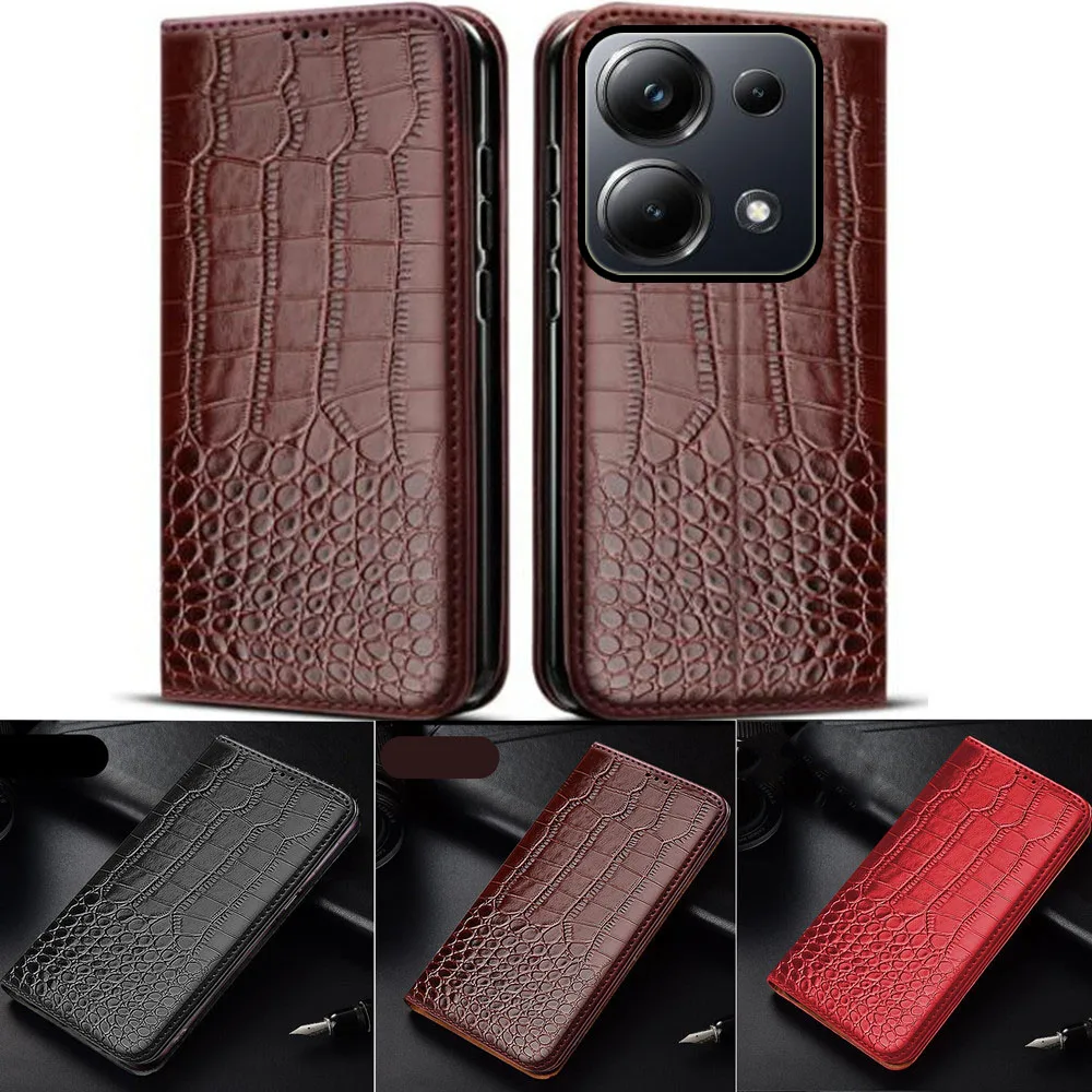 Magnetic Leather Flip Case For Xiaomi Poco M6 Pro 4G Case Wallet Card Holder Book Funda OnFor Xiaomi Poco M6 Pro Cover Capa