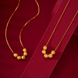 Solid Gold Pendants Necklace for Women Golden Bean Simple Classic Engagement Jewelry for Gifts