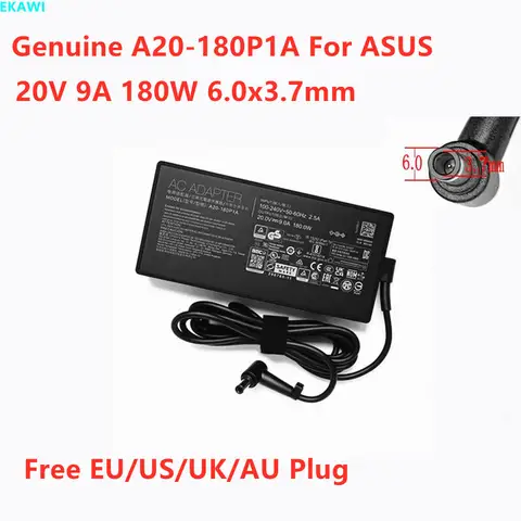 Genuine A20-180P1A 20V 9A 180W 6.0x3.7mm ADP-180TB H AC Adapter For ASUS ROG Laptop Power Supply Charger