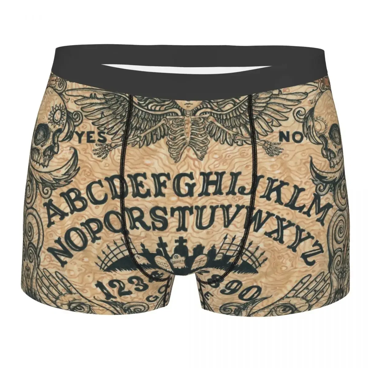 Male Sexy Halloween Witchcraft Ouija Board Underwear Occult Skull Witch Boxer Briefs Stretch Shorts Panties Underpants