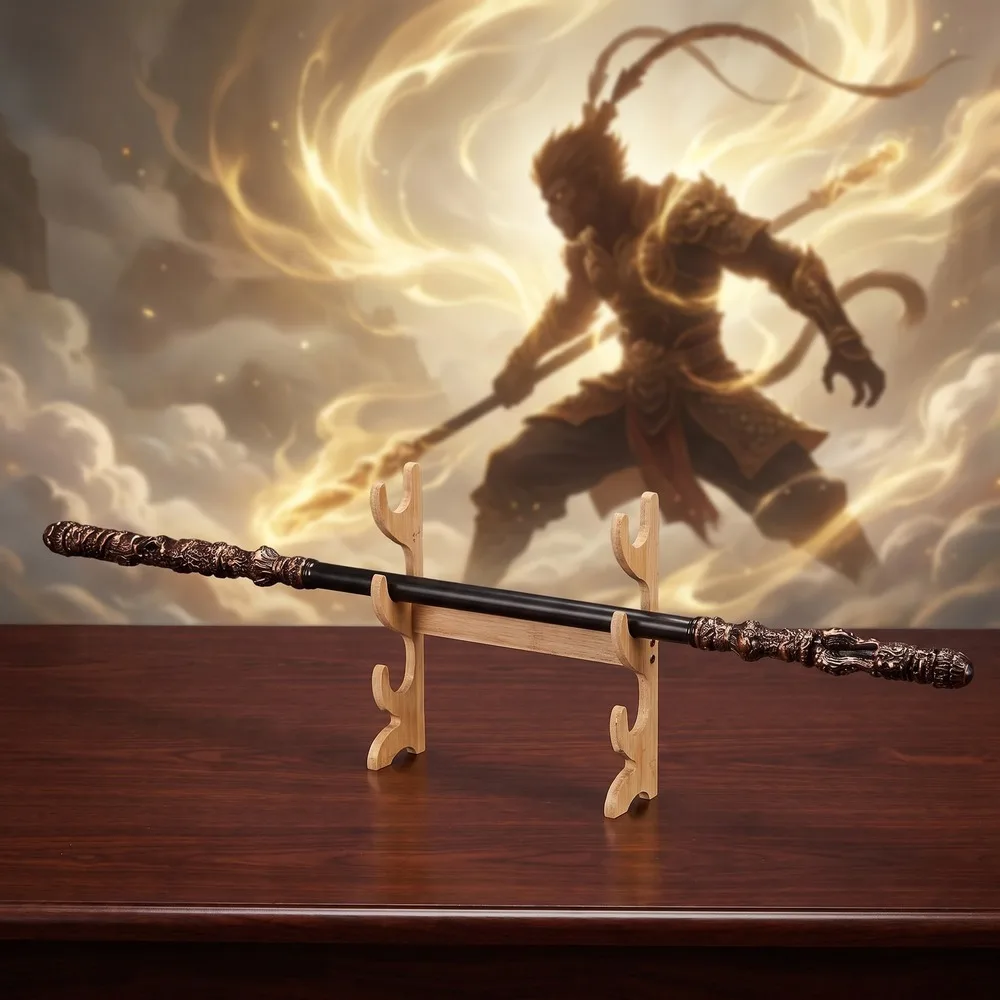 Monkey King 180cm 70in Long Staff Rod Plastic Katana Sword Sabre Blade Safe Unsharpened Decorative Cosplay Display Photo Prop