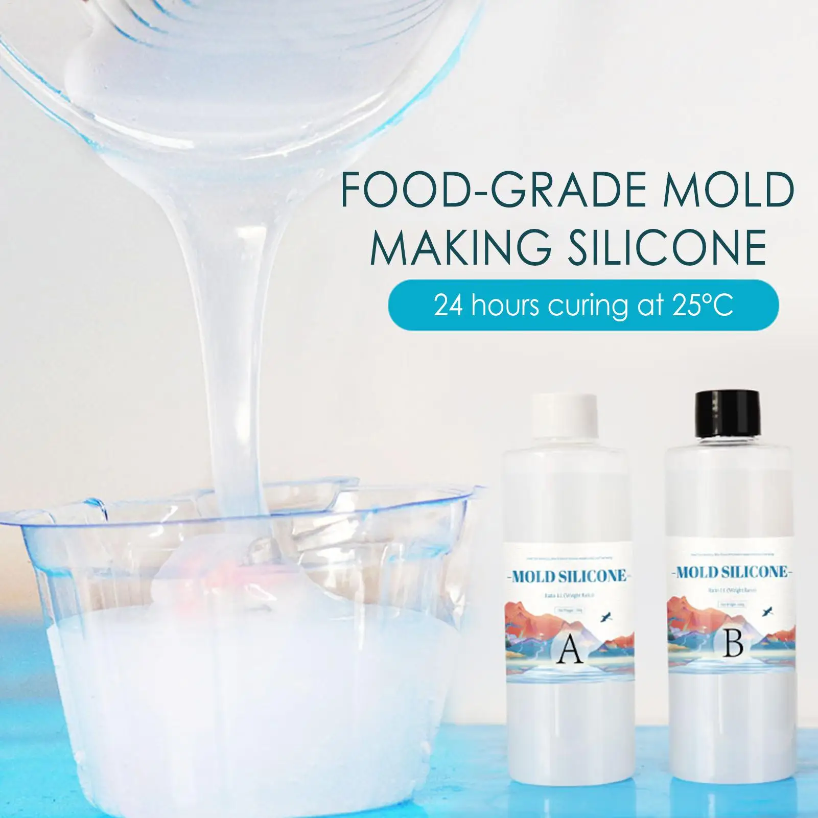 DIY Silicone Mold Making AB 1:1 Liquid Rubber Silicona Liquid Mold Curing Mold Making Silicone Kit Cured Easy To Mix And Pour view 2