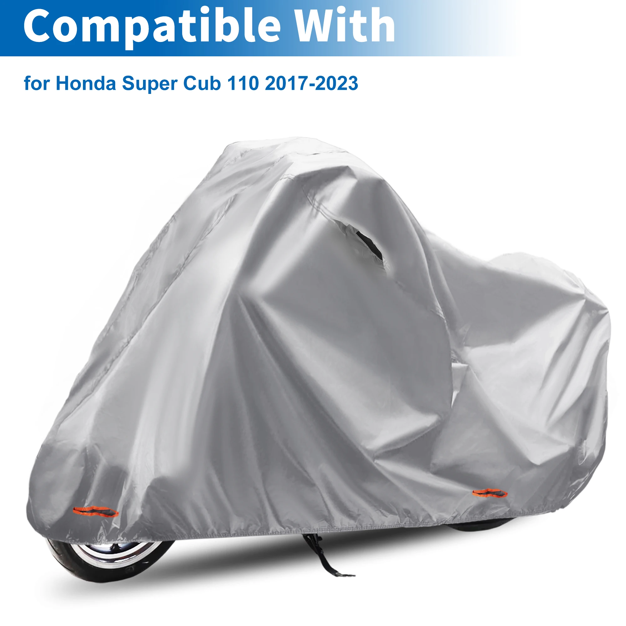 UXCELL Motorcycle Cover 210D-PU Grey for Honda Super Cub 110 2017-2023