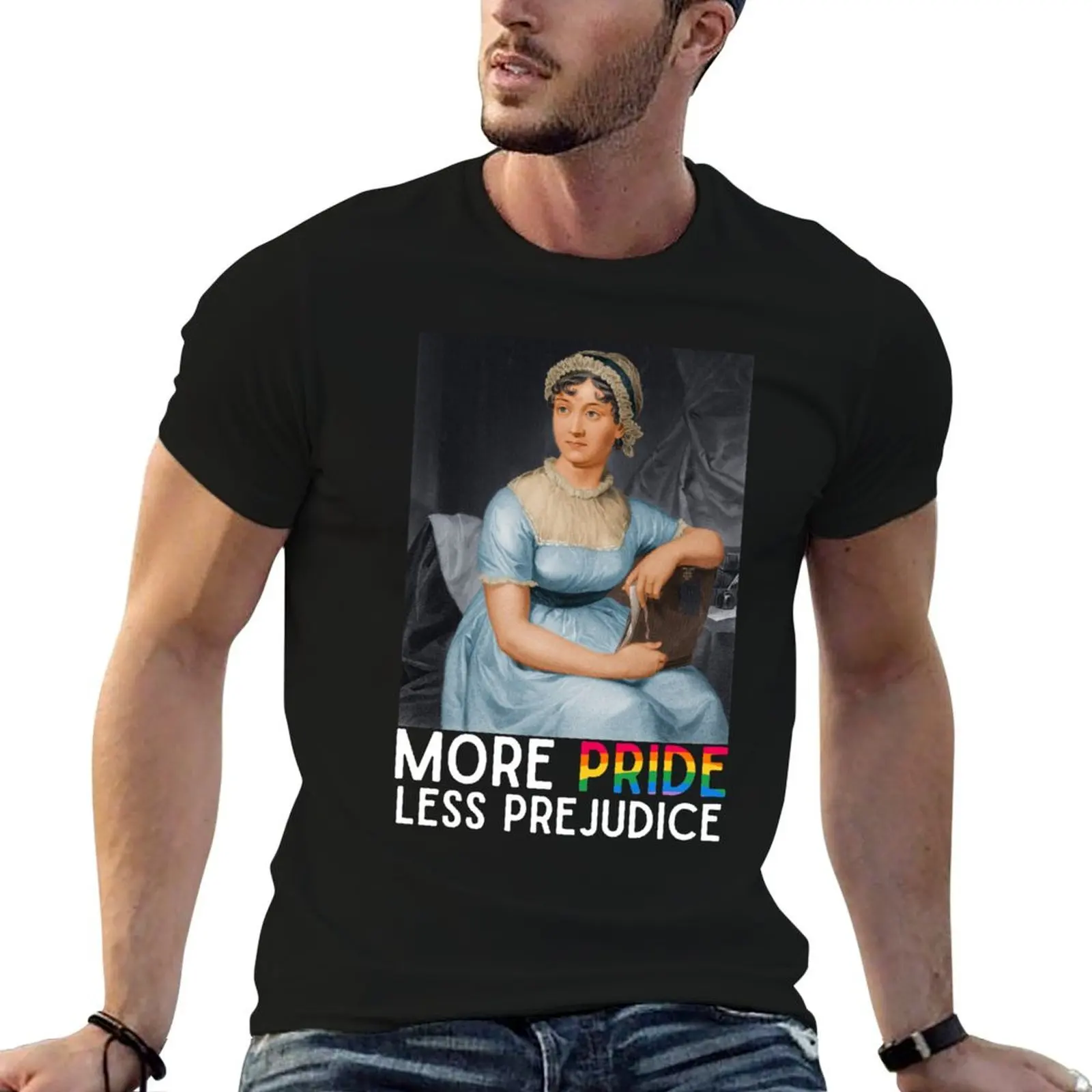 

More Pride Less Prejudice Jane Austen novel T-Shirt man t shirt luxury funny t shirts cotton T-Shirt