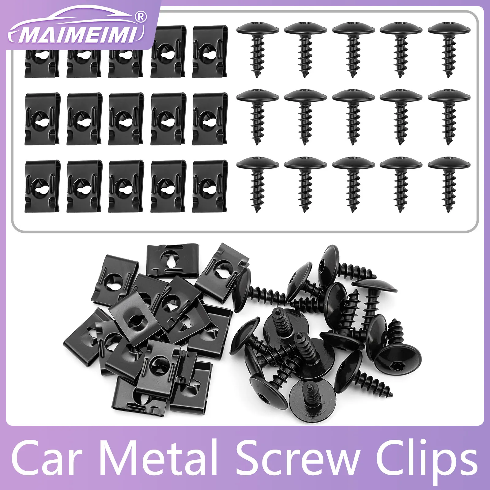 Car Screw Fasteners Auto Metal U-shaped Spacers Fastener Clip Kit Car Accessories Metal Fender Bumper Protection Buckle 15 pairs