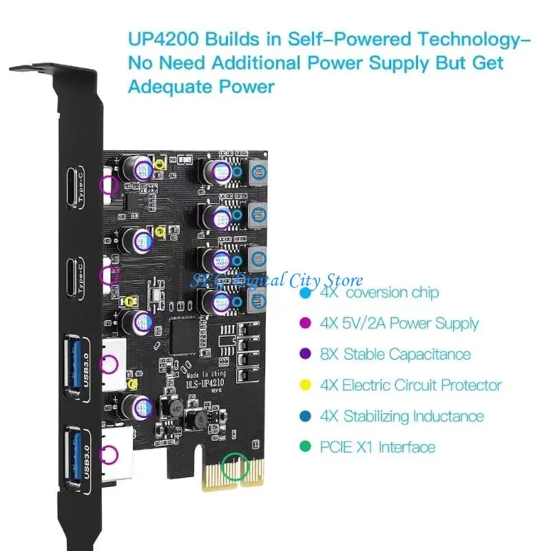 

U75B Metal 4 Port USB3.0 PCIE Expansion Card For Desktop Supporting Multiple Device Connection