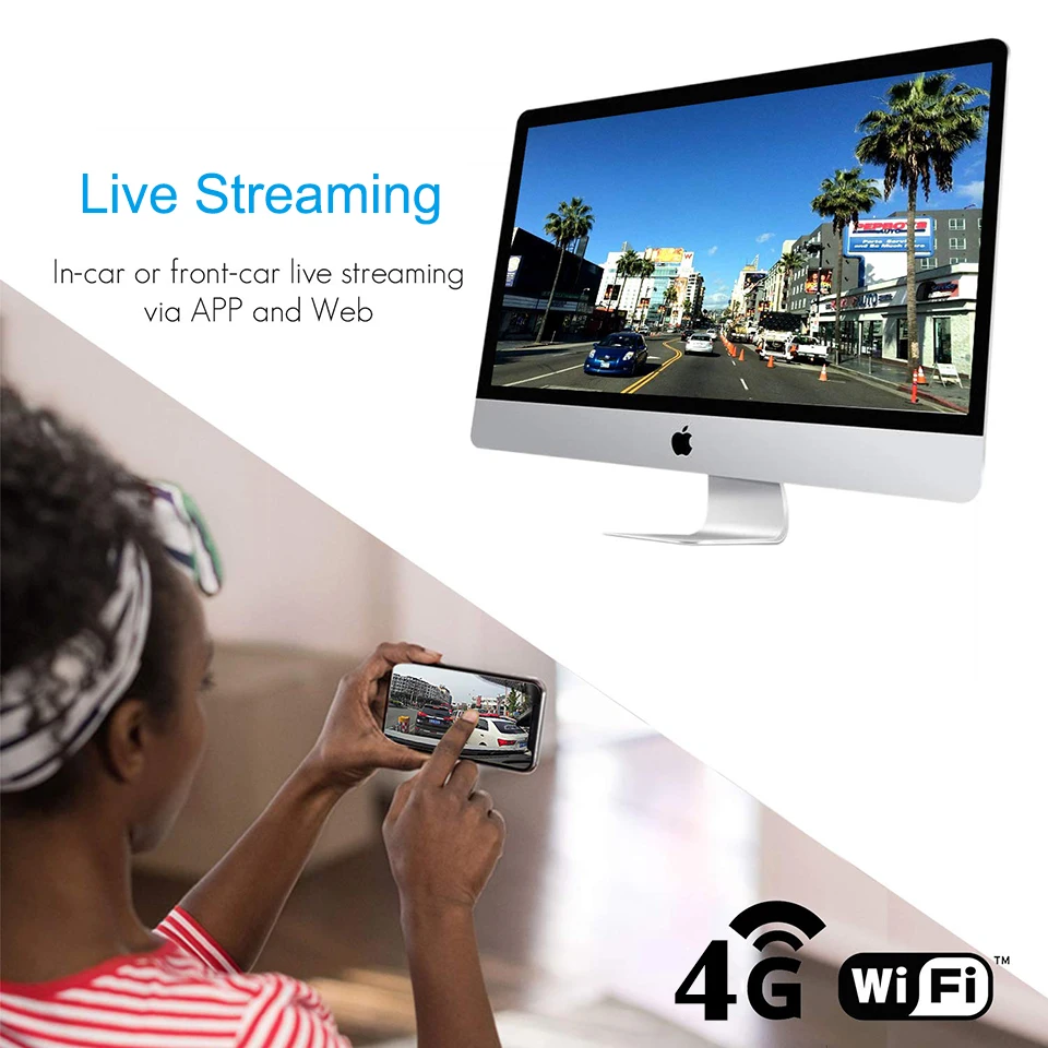 كاميرا Jimi JC400P 4G Dash مع بث مباشر 1080P كاميرا مزدوجة تتبع نظام تحديد المواقع واي فاي نقطة اتصال متعددة أجهزة الإنذار مسجل DVR للسيارة تطبيق مجاني ويب