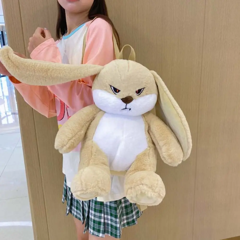 Long Ear Rabbit Anger Bunny Plush Backpack Large Capacity Stuffed Doll Brown bear backpack Cute Animals Cartoon