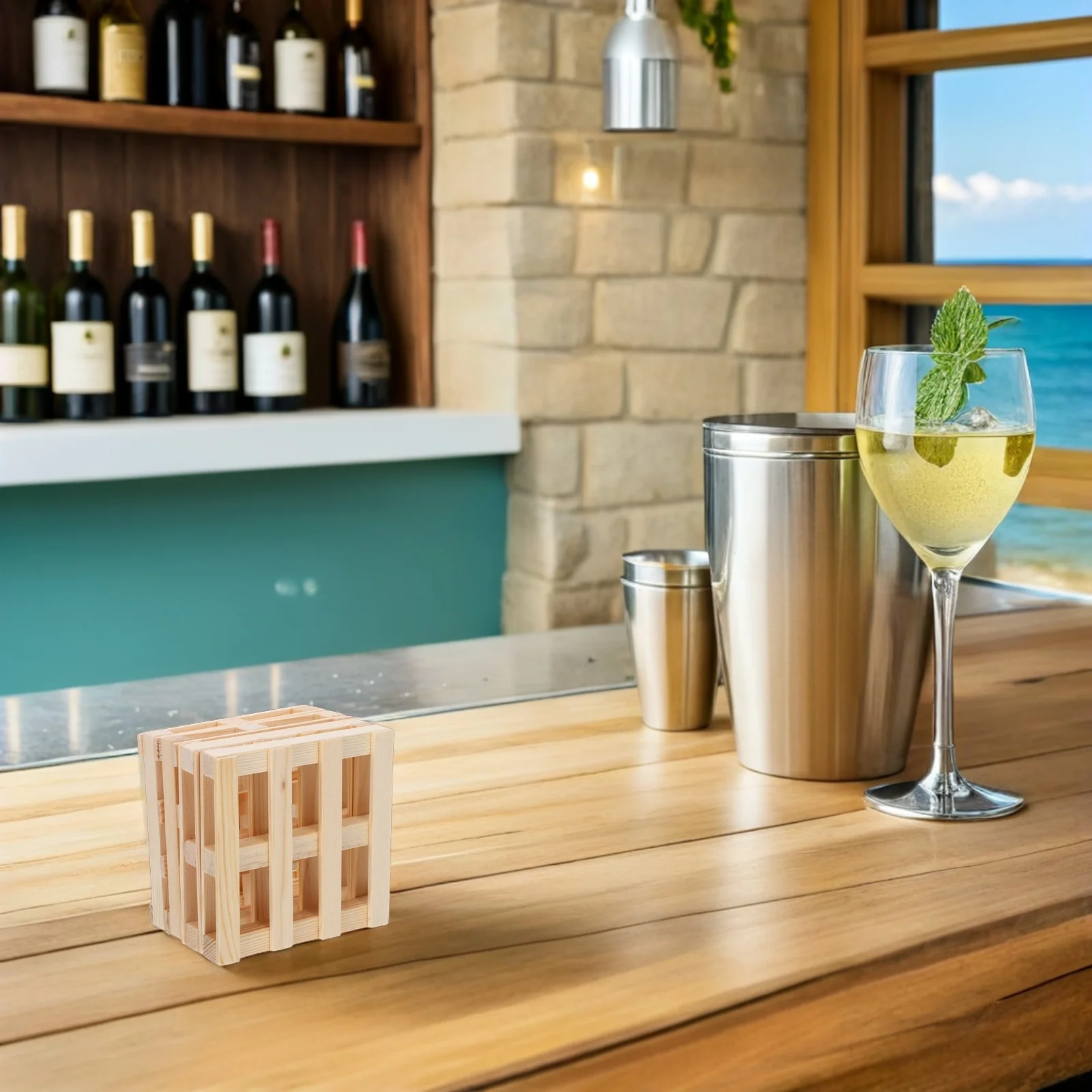 

4Pcs Solid Wood Cup Coasters 10Cm X 1.7cm Thick Square Mats for Mugs Tea Cups Insulated Table Pads Farmhouse Kitchen Office Use