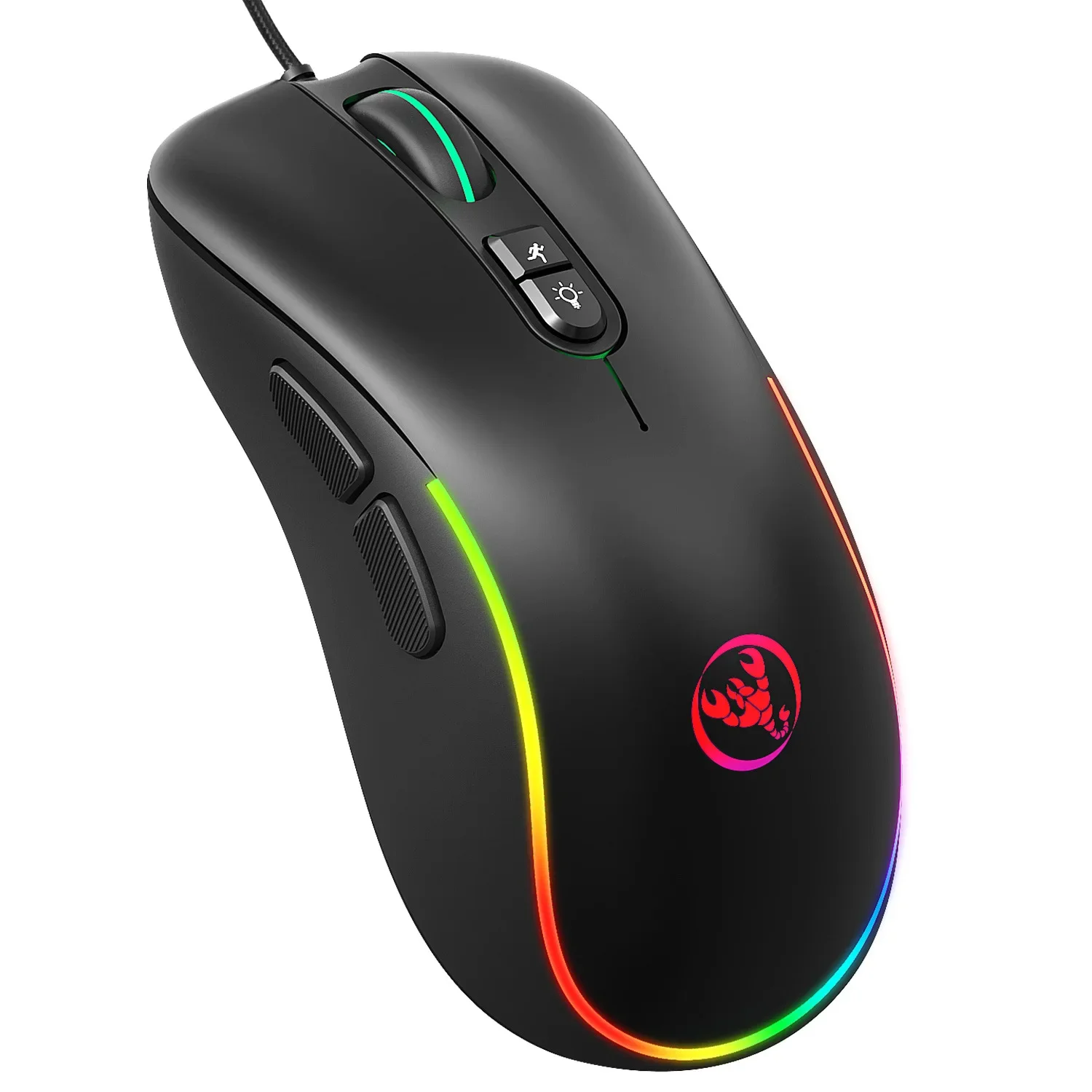 Souris de jeu ergonomique avec éclairage RVB, J300, 7D, 6400 ug, USB, filaire, programmable, jeu pour ordinateur portable, PC, tablette, mini rétroéclairage