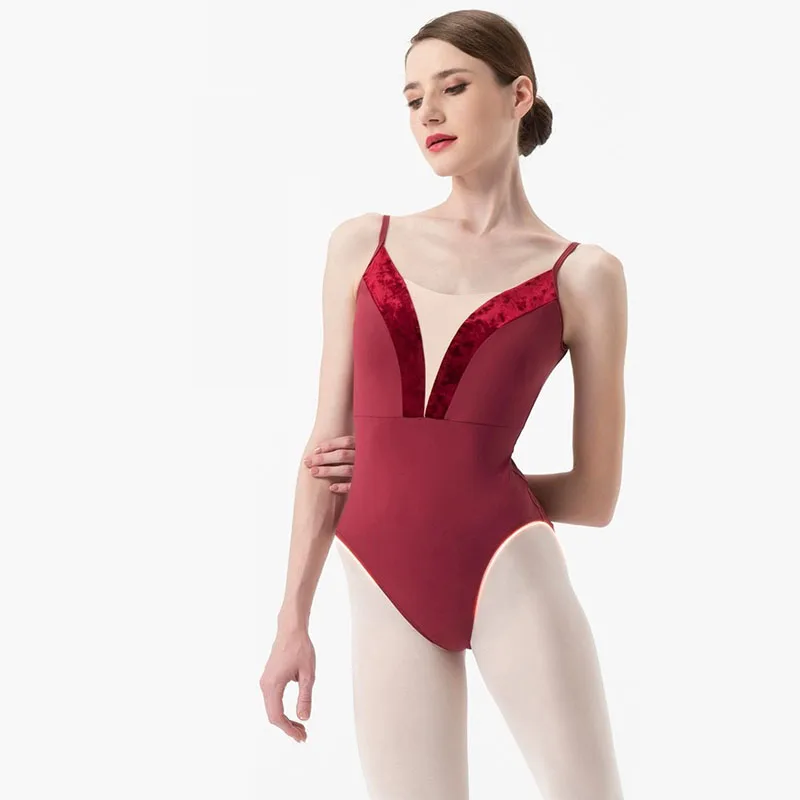 Meisjes Ballet Turnpakje Voor Vrouwen Fluwelen Strip Verstelbare Bandjes Dancewear Sexy Badpak Turnen Turnpakje Ballerina Podium Kostuum