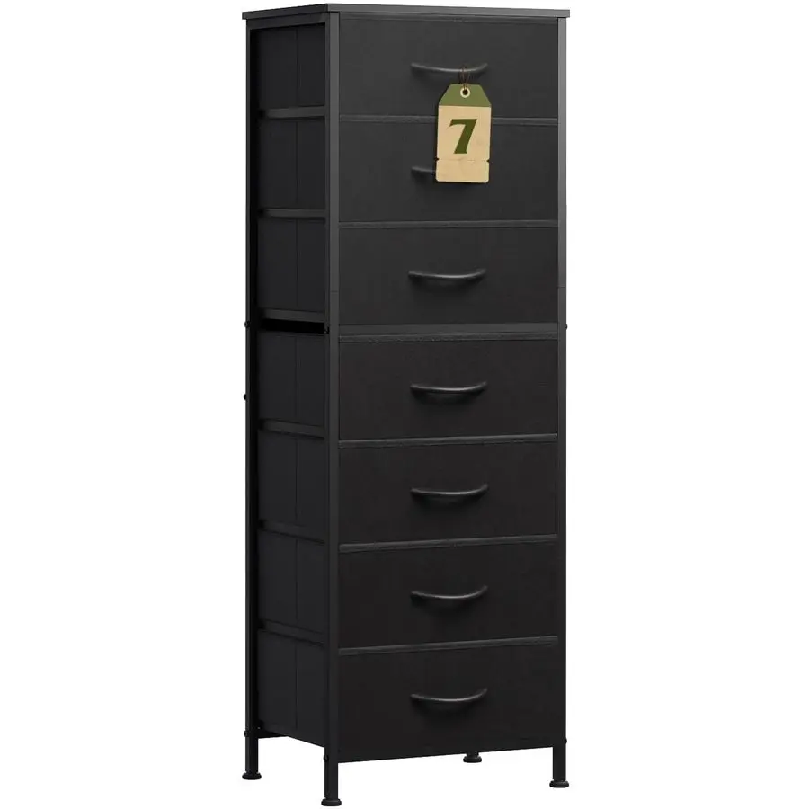 

Black Tall Dresser for Bedroom, 7 Drawer Dressers amp Chests of Drawers, Fabric Dresser for Closet, Living Room, Night Stand wit