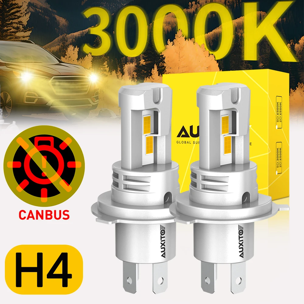 

2Pcs AUXITO M6 H4 LED Yellow 3000K Headlight Canbus High and Low Beam Powerful 50W 20000LM 9003 HB2 H4 Lamp For Vehicle Bulb 12V