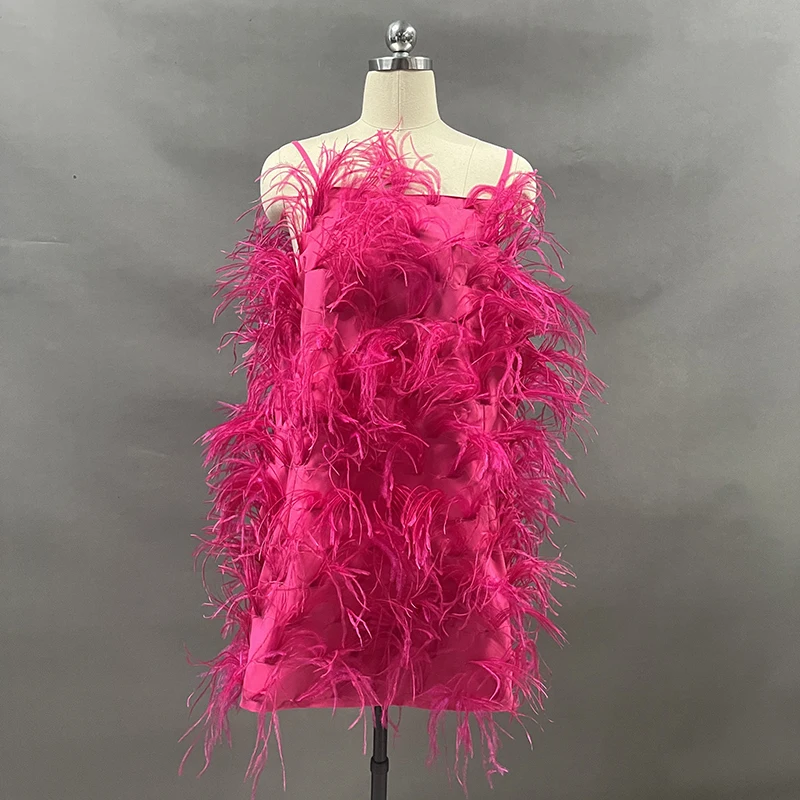 ostrich feather dress Birds of a Feather Mini Wedding Dress
