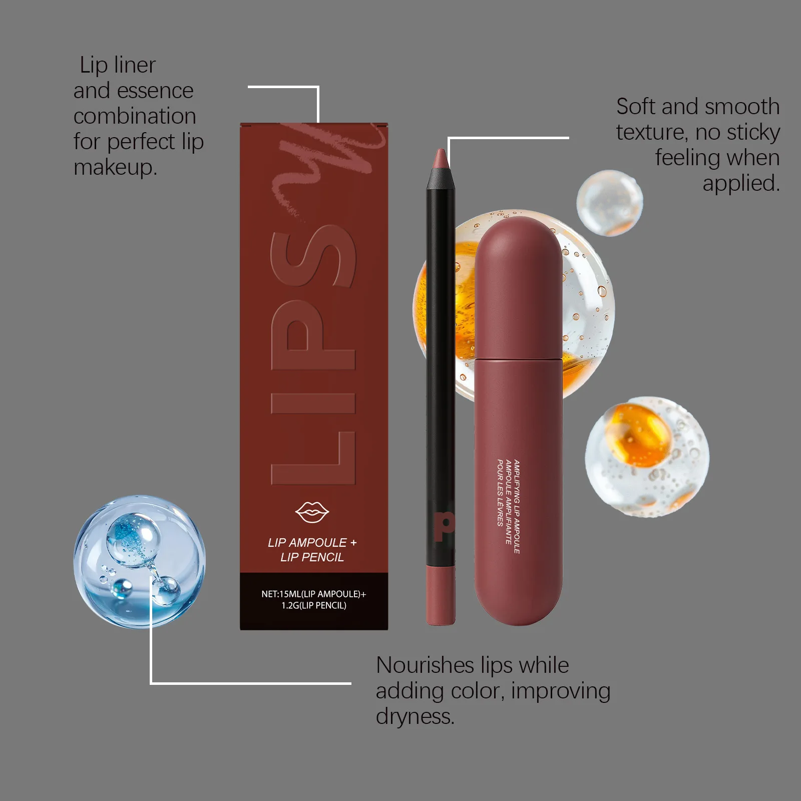 ชุดลิปคอมโบ พร้อมดินสอเขียนขอบปาก ลิปกลอส ติดทนนาน ชุดบำรุงริมฝีปาก ให้สีสัน ชุ่มชื้น ดูอวบอิ่ม 2 in 1 ลิปสติกแต่งหน้า