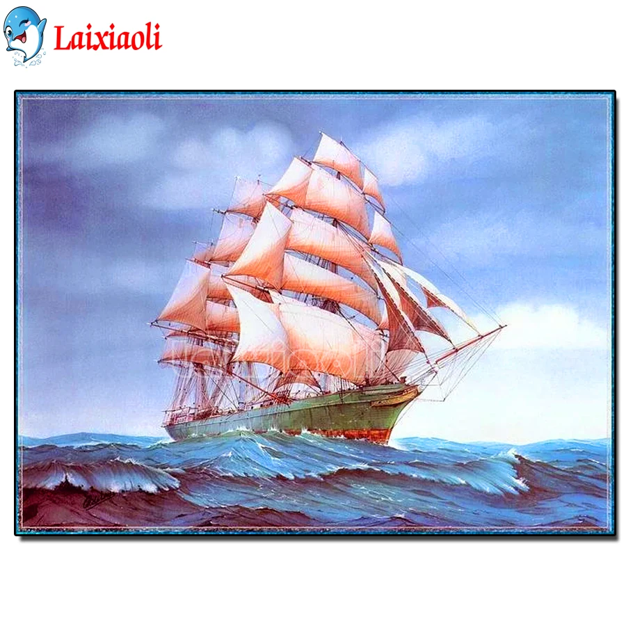 

Diamond Painting Sea boat Cross Stitch Pirate Ship Mosaic Craft Needlework 5d DIY Embroidery Full Rhinestone office decoration