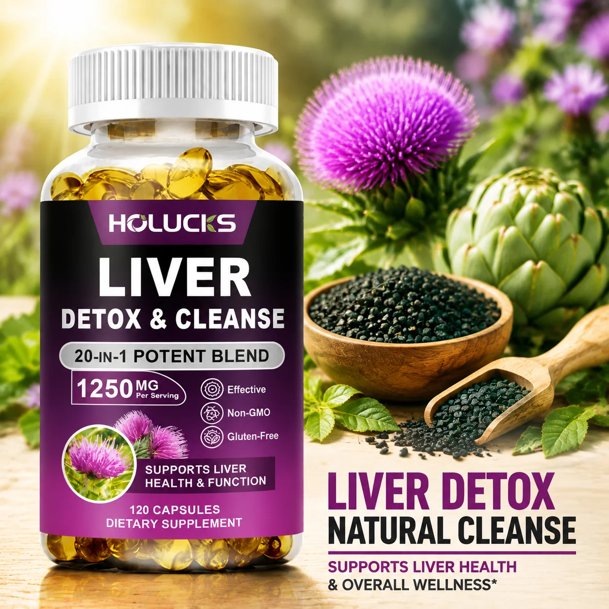 Yimiduk Advanced Liver Detox & Cleanse Supplement, with Dandelion, for Flushes Toxins, Reduces Bloating, Promotes Clear Skin