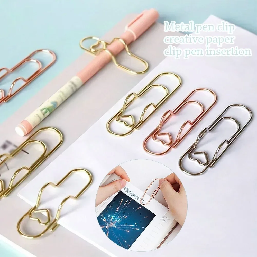 Multi-functional Love Model Paper Clips Metal Heart Shape Paper Fix Clip DIY Ticket Separator Pages Tags Stationery